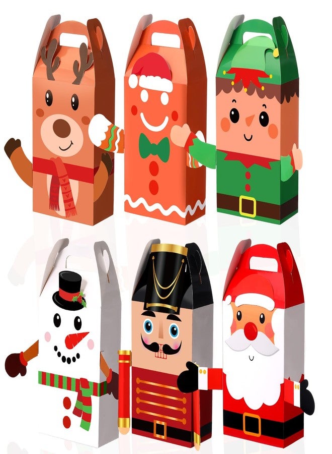 Harloon 24 Pcs Christmas Gift Boxes Kid Bulk Xmas Nutcracker Santa Snowman Reindeer Elf 3D Cardboard with Handle Party Presents Cute Empty Packaging Supplies,12 x 6 x 3.1 Inch - Image 1